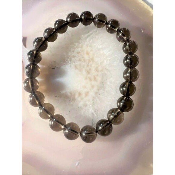Smokey Quartz Beaded Bracelet - Stretches - 8mm - Picture 1 of 4